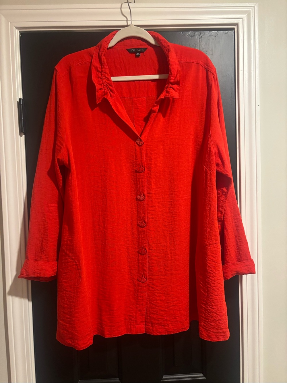 John Mark Vibrant Red Button-Down Shirt